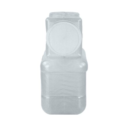 Back of 1 gallon clear container