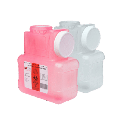1 gallon red and white sharps containers