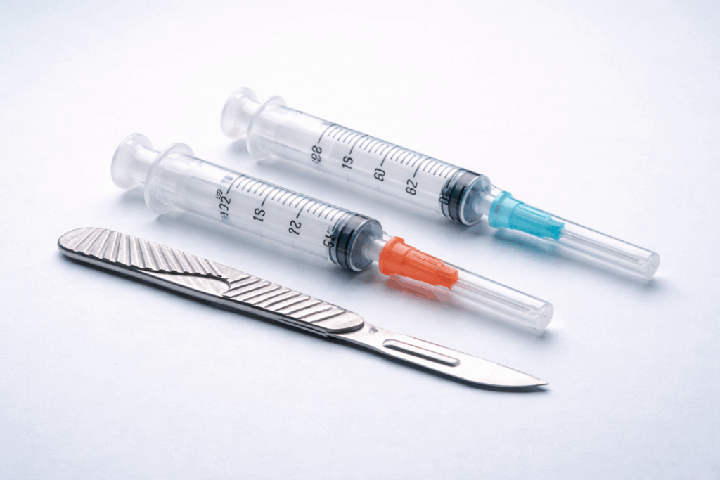 Multiple sharps on a medical surface