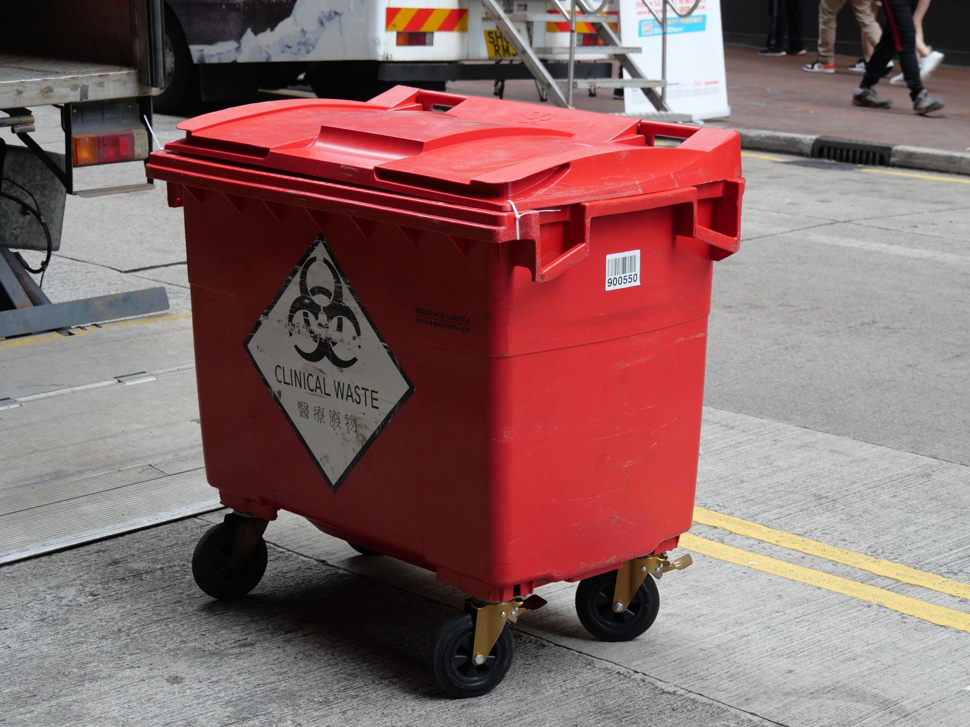 clinical waste container at a hospital