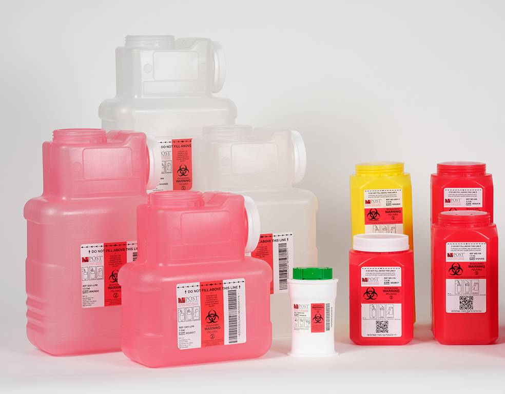 a variety of sharps disposal containers